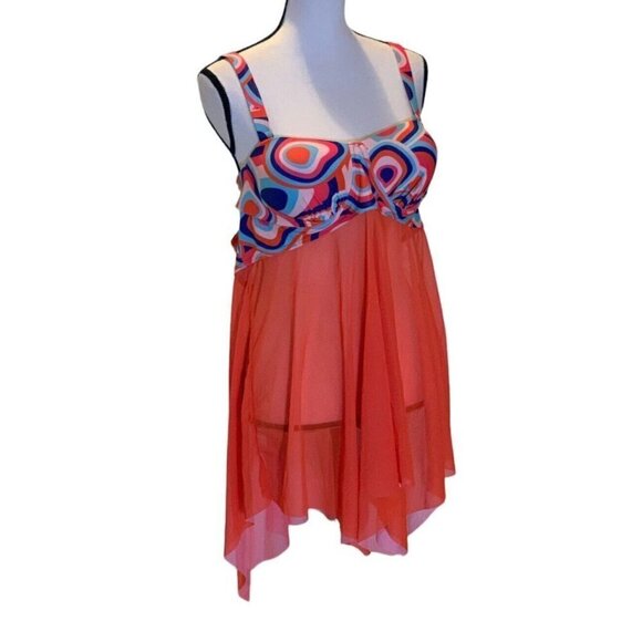 Womens Tankani Swimwear One Piece Size 18 Built In Underwire Bra Multicolor - Picture 11 of 15